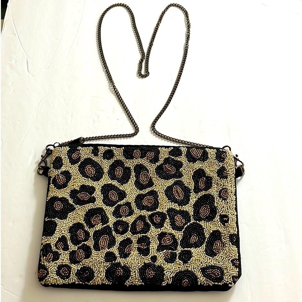Camel Threads beaded animal pattern cross body purse